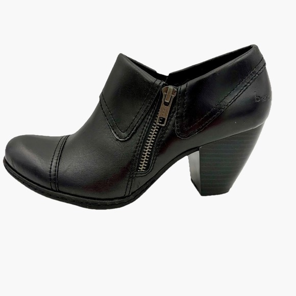 b.o.c. Born Concept Shoes - B.O.C. Born Concept Ankle Booties Heels Women 6 Black Leather Chunky Biker Zip